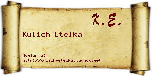 Kulich Etelka névjegykártya